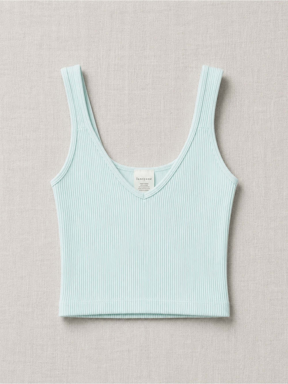 Aster Top Ribbed Seamless V-Neck Tank in Light Aqua